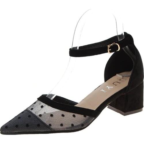 Sandals Female Fairy Wind 2019 Tide Shoes New Wild Breathable Wave Point Mesh Pointed Female Shoes Thick With Womens Shoes