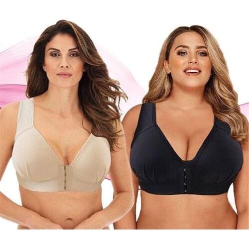 Plus Size Front Closure Elastic Push Up Comfort Bra Women Wireless Bra Health99