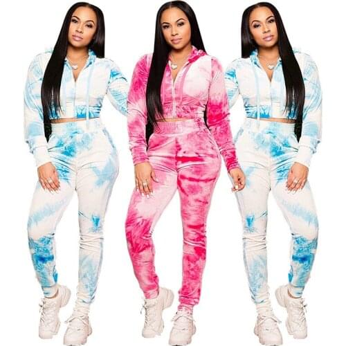 Women 2pcs Sportswear Outfit Set Autumn Winter Hoodies Female Casual Long Sleeve Print Top +Pants Set Thick Warm Clothes