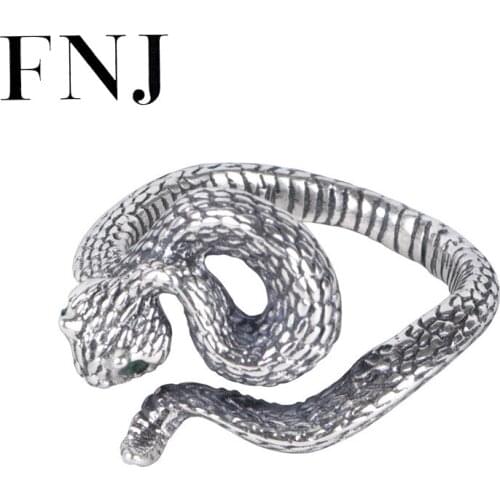 FNJ Animal Snake Ring Vintage 925 Silver New Original S925 Sterling Silver Rings for Women Jewelry Adjustable size