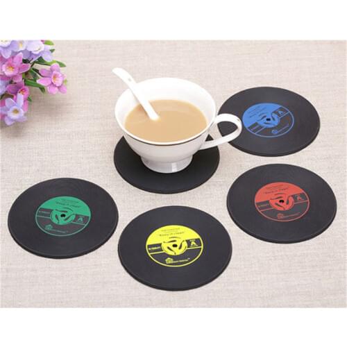 1 PCS Retro Vinyl CD Album Record Drinks Coasters Bar Table Cup Glass Skid Mat Holder 4 Colors
