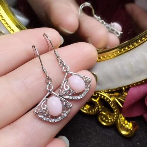 100% Natural real Pink opal Earring Wedding Earring 925 sterling silver Fine jewelry