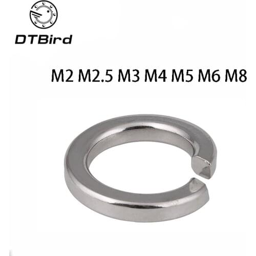 100Pcs DIN127 GB93 M2 M2.5 M3 M4 M5 M6 M8 304 Stainless Steel Shells Pad Spring Lock Washer Elastic Gasket