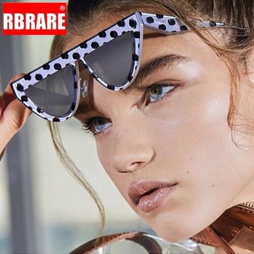 RBRARE 2021 Designer Sunglasses Women Luxury Brand Cat Eye Sun Glasses Fashion Black Dot Vintage Mirror Gafas De Sol Mujer