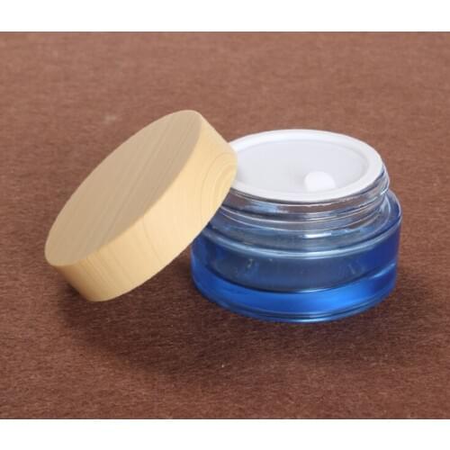 30g/30ml Blue colour Frosted empty cosmetic cream jar bottle cream bottle cap/Wood cap/cosmetics Bottle glass 30pcs/lot
