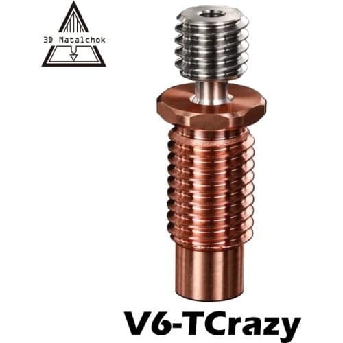 3D Matadors All-Metal NF V6-TCrazy Heat Break Titanium & Copper 3D Printer Nozzle Throat For 1.75mm E3D V6 HOTEND Titan Aero
