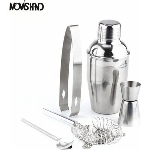 5Pcs/set Stainless Steel Cocktail Shaker Mixer Drink Bartender Kit Bars Set Tools