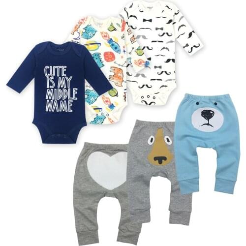 6Pieces/Lot Baby boy clothes summer kids clothes sets bodysuit+pants suit Star Printed Clothes newborn sport suits babys Sets
