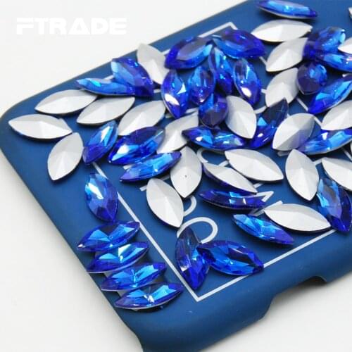 8Sizes Special Sale Sapphire/Blue Color Marquise Horse Eyes Glass Crystal Point Back Non Hotfix Rhinestones For DIY Accessories