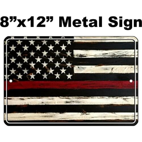 8x12 METAL SIGN - Firefighter Thin Red Line Flag First Responder Gift