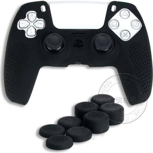 HOTHINK 1set 9pcs Silicone Cover Skin Case for PS5 Controller Extended Soft Caps Buttons for PlayStation 5