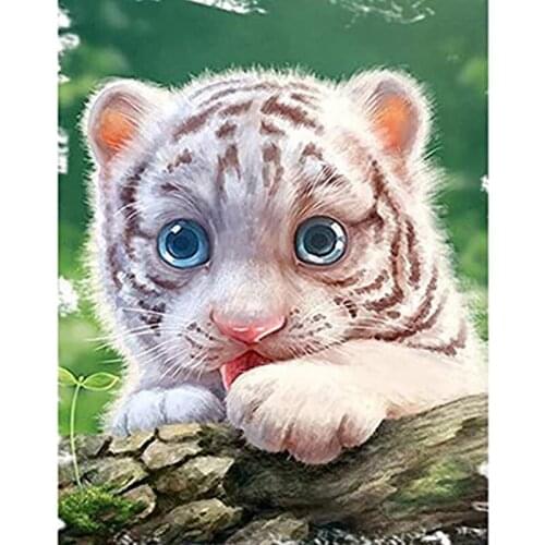 Full Diamond Embroidery 5D DIY Diamond Painting Cute Little Tiger Picture Diamond setting of Diamond Mosaic Cross Stitch Kits