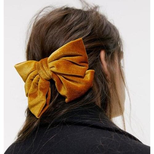 Velvet Bow With Clip Women Girls Elegant Bow Tie Hairpins Vintage Black Wine Red Bow Hair Clip Prom Hair Accessories Party