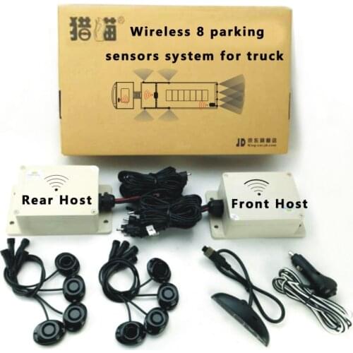 24V wireless front rear truck parking sensor system blind spot detection wireless Led display flat stick right left side detect