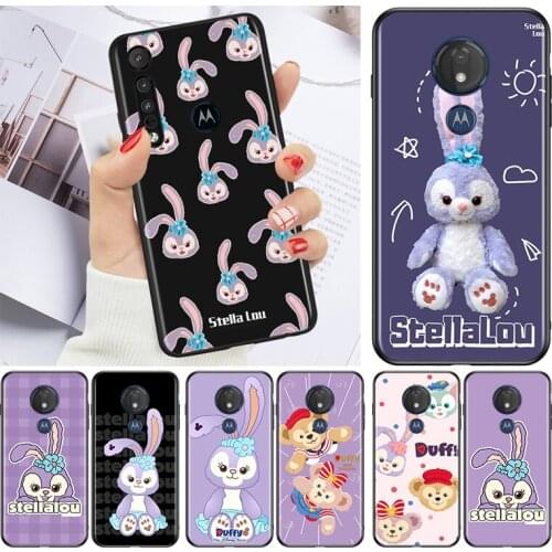 Stellalou rabbit for Motorola G9 G8 G E7 E6 One Play Marco Hyper Fusion Stylus Power Edge Plus Black Phone Case