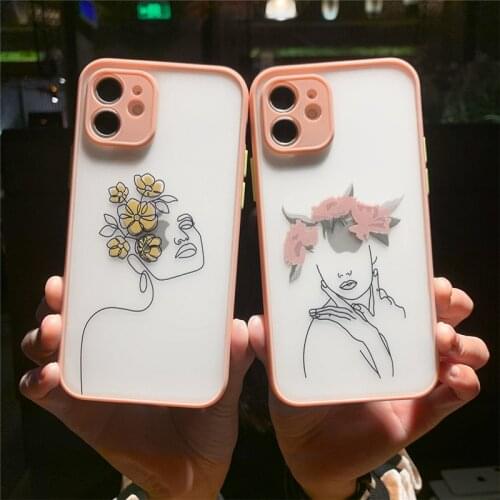 INS Flower Phone Case For iPhone 12 11 12Pro Max TPU+PC Matte Fashion Women Pattern Back Cover For iPhone 7 8Plus X XR XS Xs Max