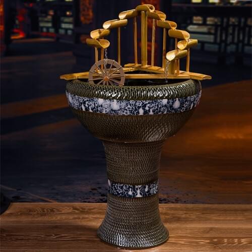 Jingdezhen ceramic floor water is Zhaocai water fountain aquarium decoration decorative waterscape living room humidification