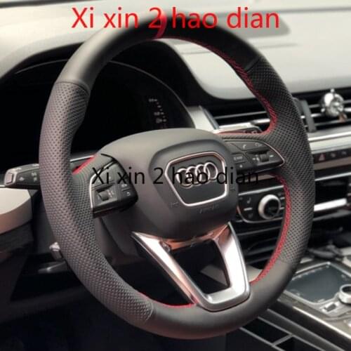 For Audi A4L A6L Q3 Q5 Q7 A3 DIY custom black suede leather car steering wheel cover