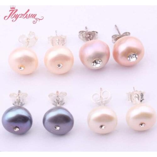5x10mm Natual Button Shape Freshwater Pearl Stone Tibetan Silver Earrings For Woman Christmas Valentines Day Gift 1 Pair