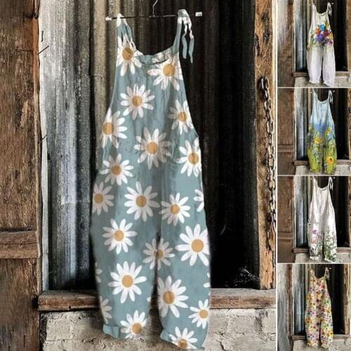 Thin Practical Vintage Floral Print Elegant Women Jumpsuits Casual Summer Jumpsuit Stylish for Home