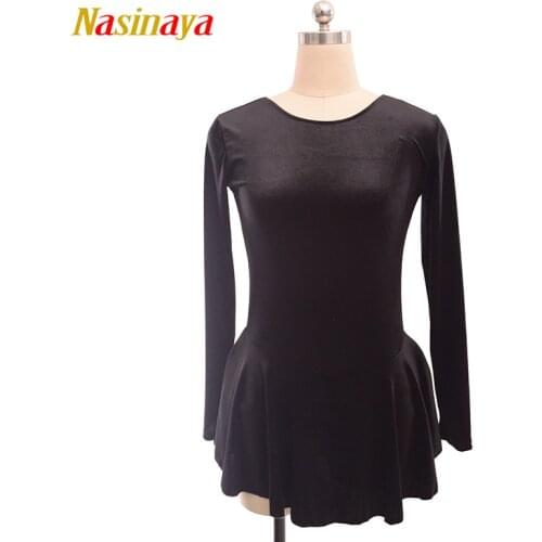 Costume Figure Skating Dress Ice Skating Skirt Black Velvet Solid color for Girl Women Kids Customized Competition