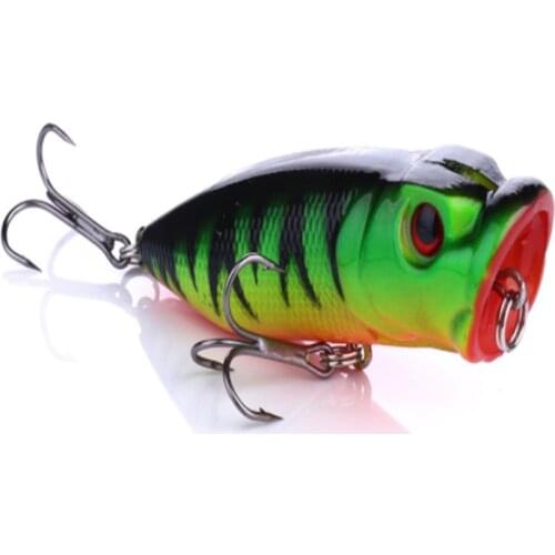 Hot 1pcs Fishing Lures 6.5cm/12g Topwater Popper Bait 4 Color Hard Bait Artificial Wobblers Plastic Fishing Tackle With 6# Hooks