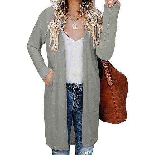 New Fashion Women Cardigan Long Coat Female Loose Printed Pocket Long Sleeve Jacket Sweater Top 2021 Hot Style Autumn/winter