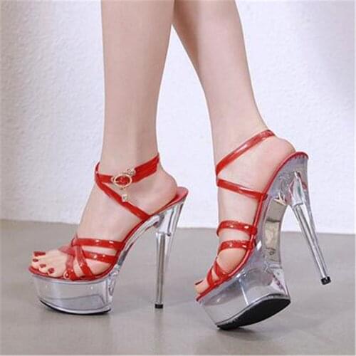 Shoes Woman Summer Sandals Gladiator Platform Female Shoes High Heel 15CM Transparent Stripper Heels Wedding Shoes Size 34-42 43