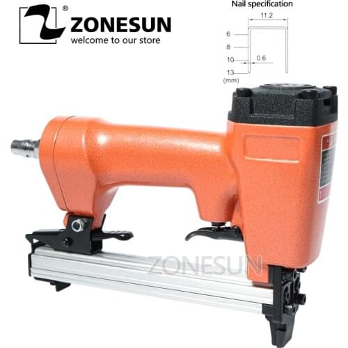 ZONESUN 1013J Pneumatic Staple Gun Air Brad Door-shaped Nails Gun Furniture Wood Sofa Woodworking Air Stapler T
