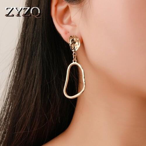 ZYZQ Euro Style Popular Women Earrings Creative Geometric Drop Earrings With Hollow Out Deisgn Luxury Ear Accessories For Women
