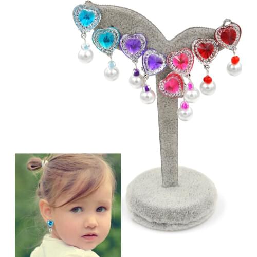 1 Pair Cute Crystal Jewelry Baby Girl Earrings Ear Clip no Piercing Earrings Imitation Pearl Earrings Kids Children Jewelry
