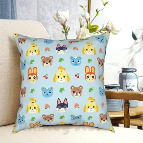 Animal Pattern-Blue Pillow Case Printed Home Soft DIY Pillow cover Animal Acnl Acnh Isabelle Bunnie Filbert Punchy Maple
