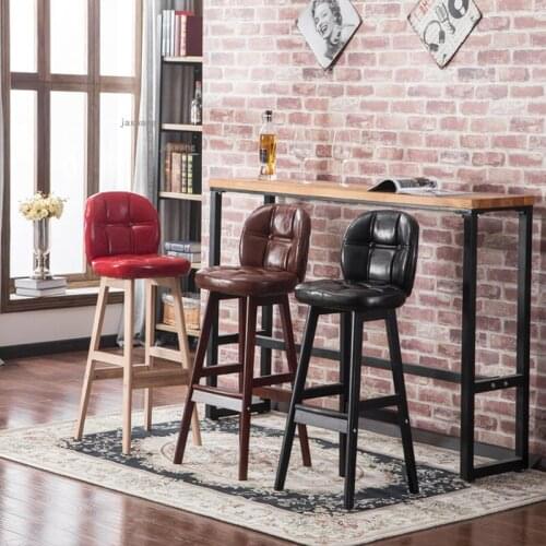 Nordic Solid Wood Bar Stools Kitchen Restaurant Backrest Bar Chairs Modern Simple Household Furniture Hotel Cofe High-foot Chair