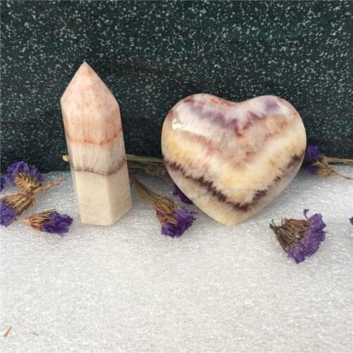 Special offer 2pcs natural red lines stone wand&heart reiki healing crystals mineral obelisk tower love energy rock heart