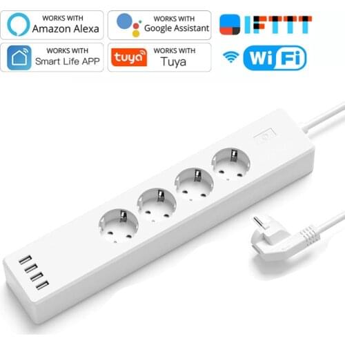 Tuya Power Strip EU 10A Smart Plug WiFi Socket Timing Function Tuya SmartLife APP Control Works With Alexa Google Assistant