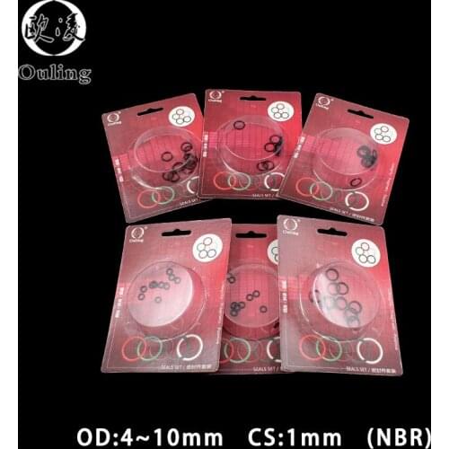 Boxed nitrile rubber NBR sealing O-ring waterproof and oil-resistant thickness CS 1mm OD 4/4.5/5/6/6.5/7/7.5/8/9/9.5/10mm