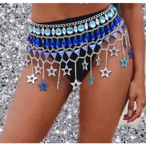 Boho Tassel Waist Chains Belly Dance Summer Beach Body Jewelry Fashion Belts Punk Rhinestone Skirts Women Bikini Accessories