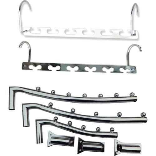 ZKNOC Stainless Steel Clothing hanger set Wall Mount Clothes Hanger Rack Hook W/Swing Arm Ball Holder For bathrooms closets