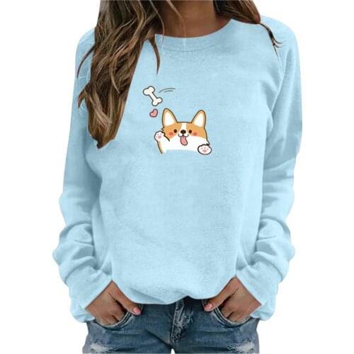 Cat Print Sweatshirts Women Long Sleeve Top Autumn Harajuku O-Neck Streetwear Sweatshirt Casual Female Loose Hoodies Pullover P5