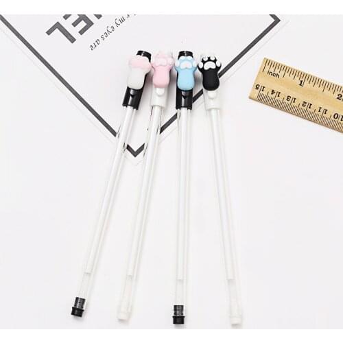 36PCS Creative Cartoon Cute Bear Claw Transparent Rod Gel Pens Black Water-powered Pen Stationery Supplies Office Accessories