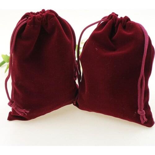 7*9cm 30pcs Wine Red Jewelry Velvet Bags For Packing Gifts Handmade Diy Women Jewellery Pouches Flannel Bag Drawstring Bag