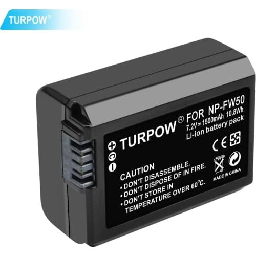 TURPOW 2000mAh NP-FW50 NP FW50 Camera Battery + LCD Dual Charger For Sony Alpha a6500 a6300 a6000 a5000 a3000 NEX-3 a7R