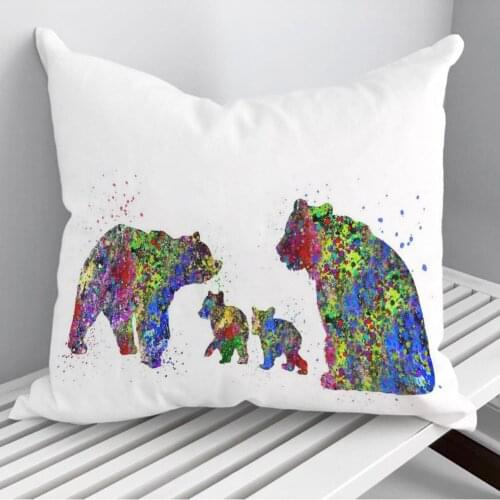 Bear family Throw Pillows Cushion Cover On Sofa Home Decor 45*45cm 40*40cm Gift Pillowcase Cojines Dropshipping