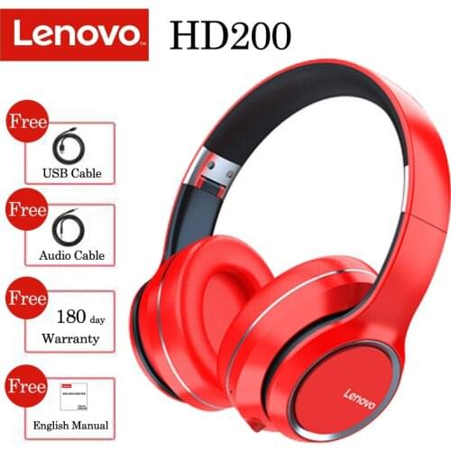 Lenovo HD200 Bluetooth Headphone Over-Ear Foldable Computer Wireless Earphone Noise Cancellation Mic HIFI Stereo Game Headset