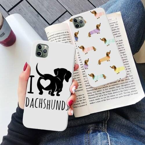 Dachshund Silhouette Dog cute animal luxury funda Phone Case Candy Color for iPhone 6 7 8 11 12 s mini pro X XS XR MAX Plus