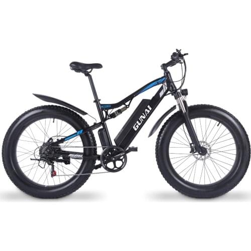 GUNAI Electric Bike 26*4.0 Inch Fat Tire Electric Bicycle Mountain E-Bike 1000W 48V with Removable 17AH Lithium-Ion Battery