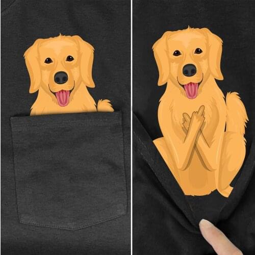 T Shirt Fashion Brand summer pocket funny dog printed t-shirt men for women shirts Hip hop tops black cotton tees style-9