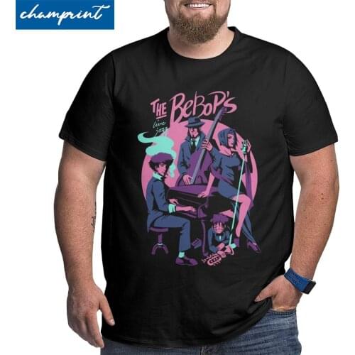 Men T-Shirt The Cowboy Bebops Club Leisure Cotton Big Tall Tee Shirt Short Sleeve T Shirts Crew Neck Tops Plus Size 4XL 5XL 6XL
