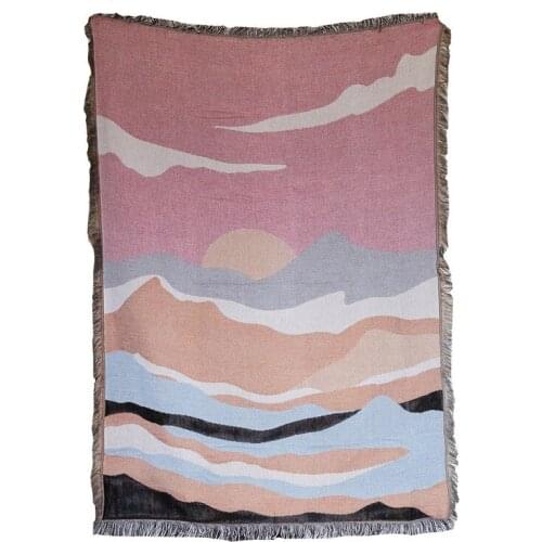 Geometric Cotton Jacquard Sofa Knitted Throw Blanket with Tassela Home Decor Wall Hanging Tapestry Sofa Cover