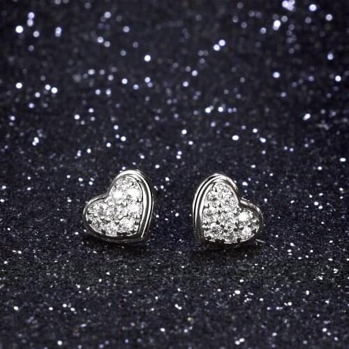 Exquisite Heart Stud Earrings Fashion Simple Shine Crystal Earrings Bridal Wedding Jewelry Anniversary Gift for Women